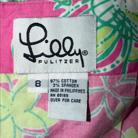 Vintage Lilly Pulitzer cotton skort pink/green Hula Monkey or Ukulele print. - Picture 7 of 8